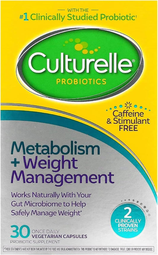 30 Count Culturelle Probiotic Capsules for Weight Management & Healthy Metabolism - Supports Fat, Carb, & Protein Metabolism - Caffeine-Free Formula for Adults 18+