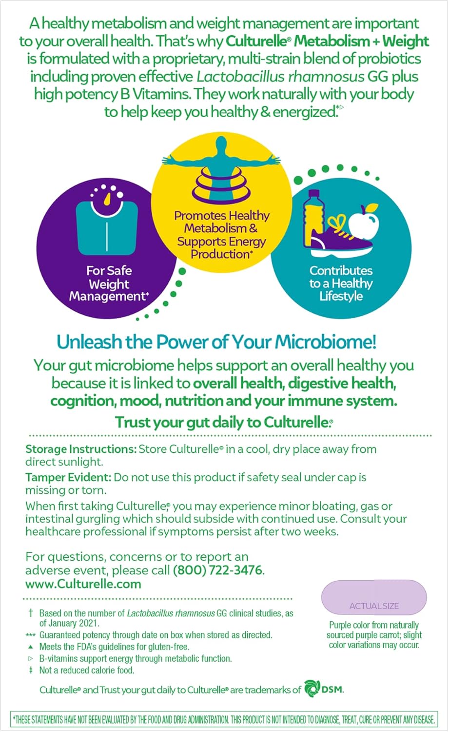 30 Count Culturelle Probiotic Capsules for Weight Management & Healthy Metabolism - Supports Fat, Carb, & Protein Metabolism - Caffeine-Free Formula for Adults 18+