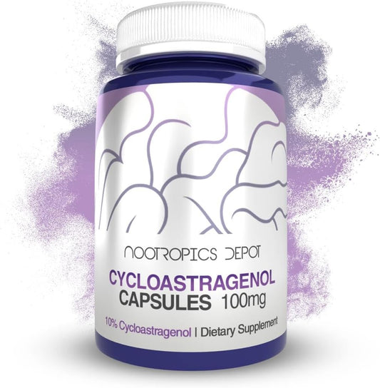 30 Count Nootropics Depot Astragalus membranaceus Capsules - 100mg Cycloastragenol 10% - Supports Cellular Health, Immune System, and Telomere Length