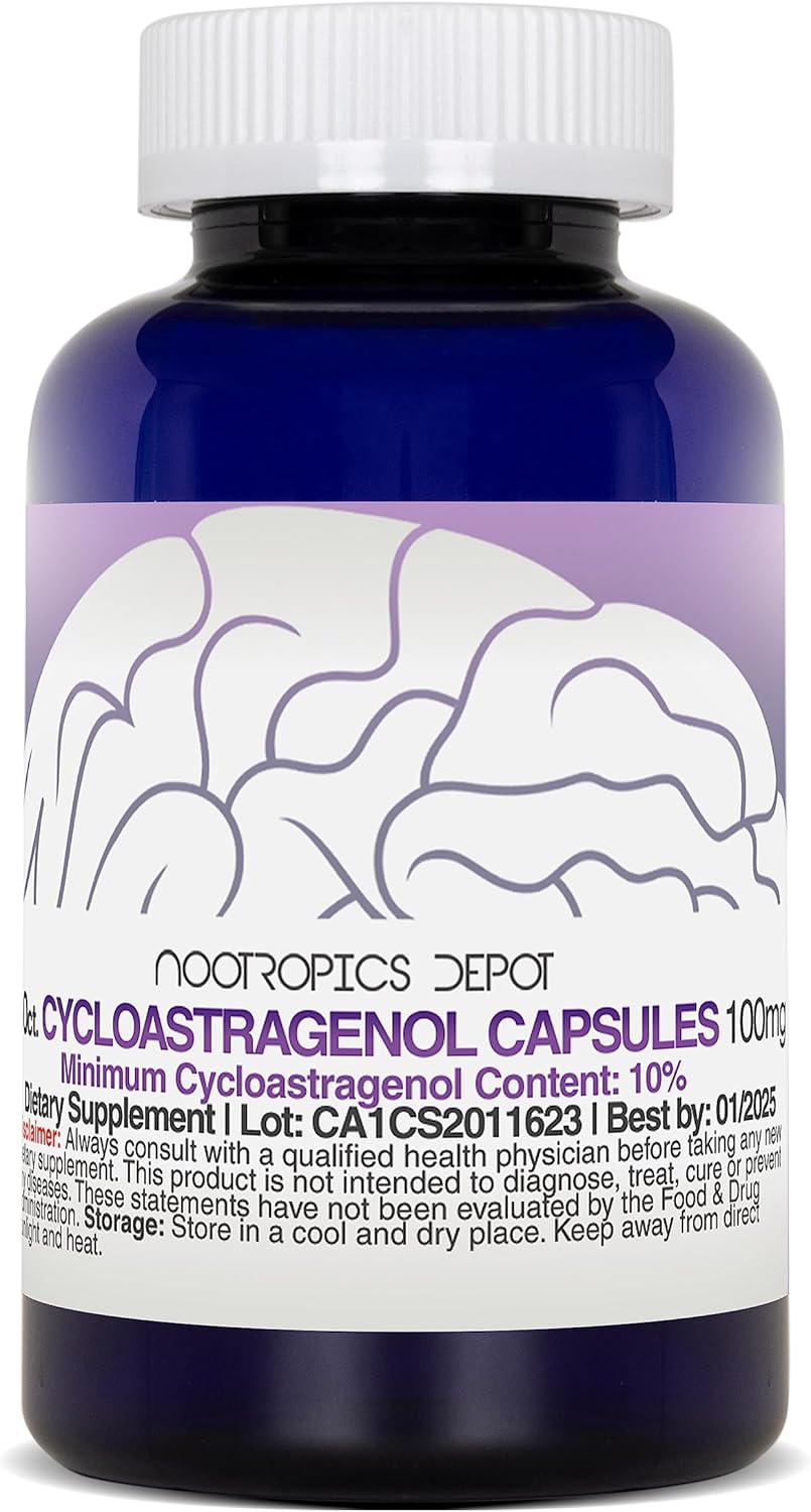 30 Count Nootropics Depot Astragalus membranaceus Capsules - 100mg Cycloastragenol 10% - Supports Cellular Health, Immune System, and Telomere Length