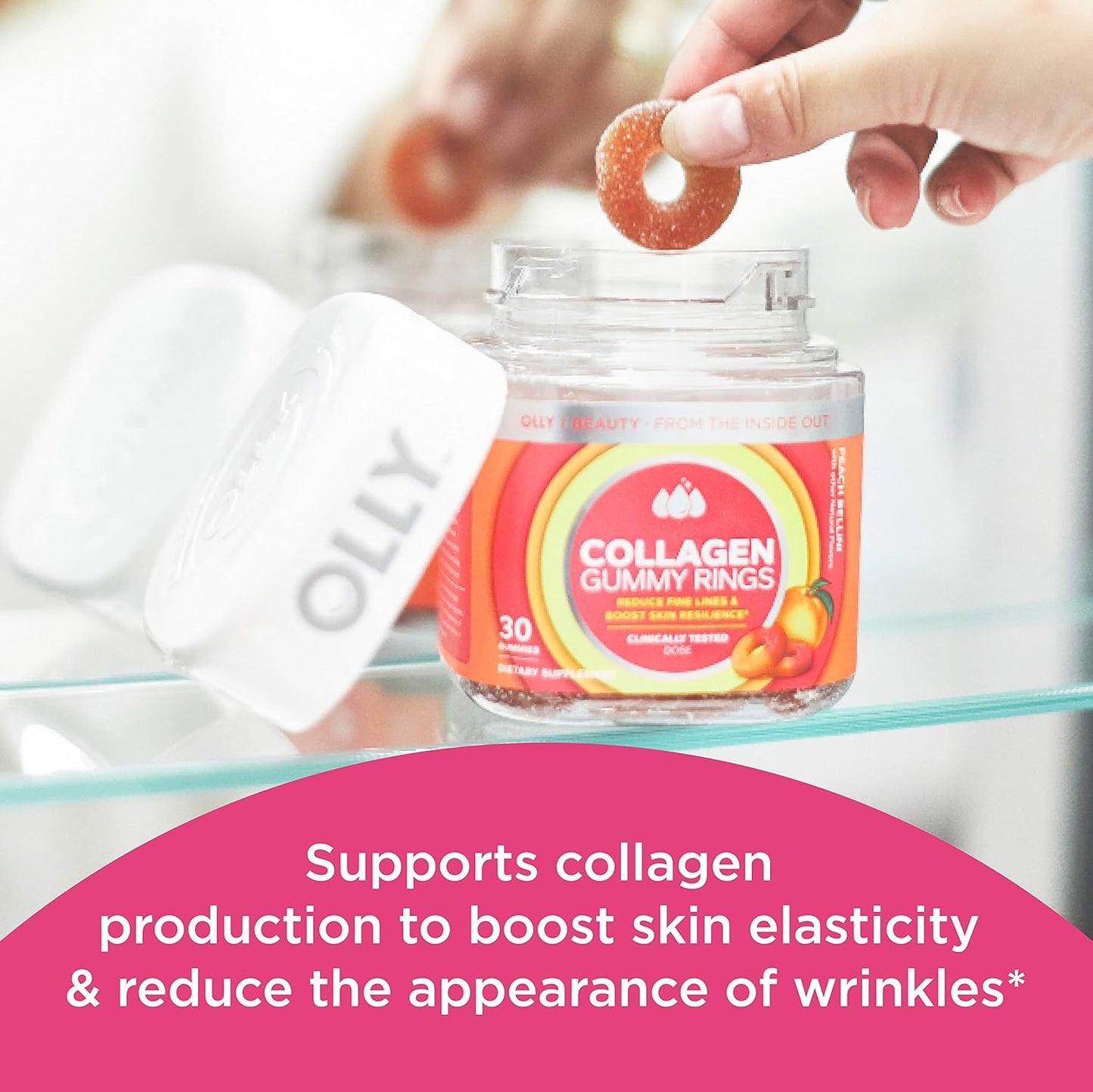 30 Count OLLY Collagen Gummy Rings for Skin Elasticity and Keep It Moving Constipation Relief Gummies
