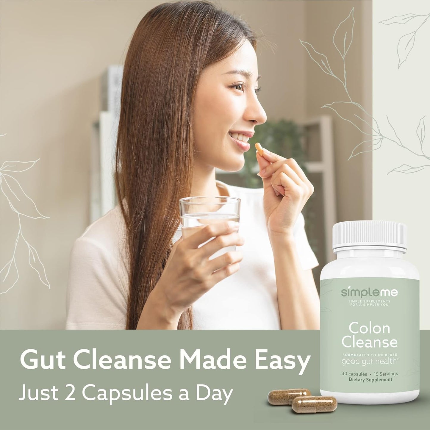 30-Day Colon Cleanse Detox for Adults, Natural Constipation & Bloating Relief, Women & Men Gut Support, 1-Day Cleanse, 30 Capsules
