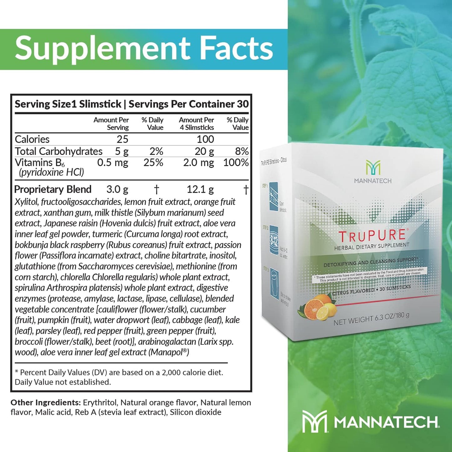 30-Day Mannatech TruPURE Cleanse Slimsticks for Weight Loss and Detox.