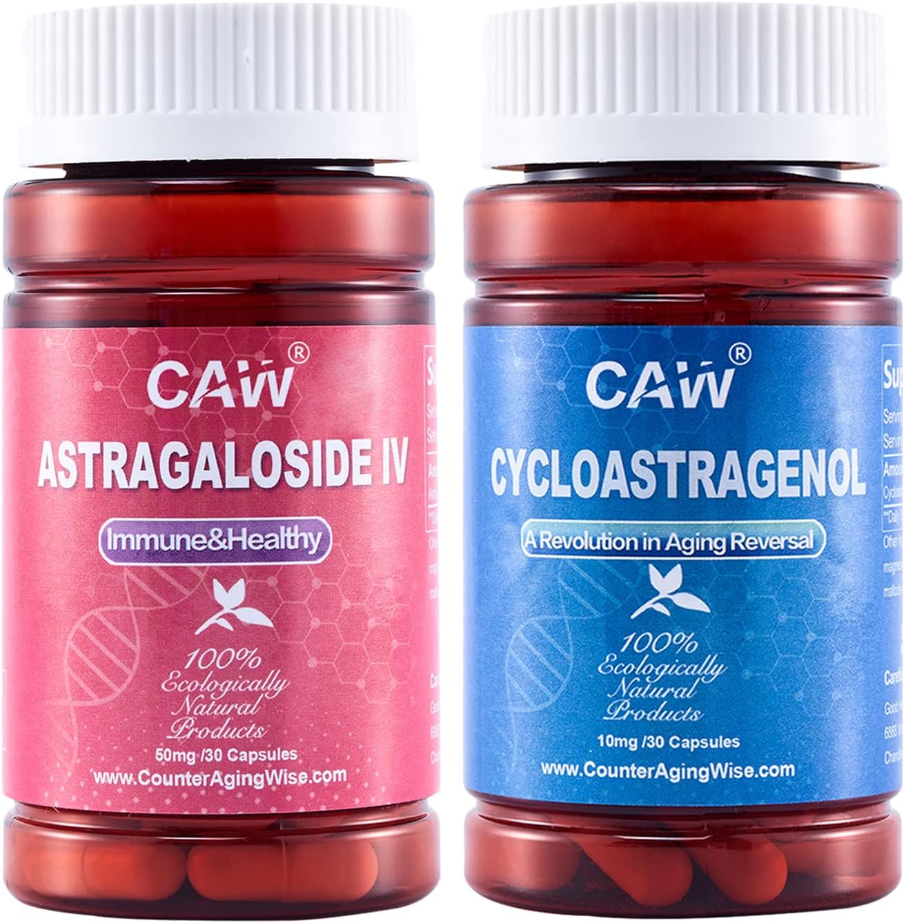 30-Day Supply of CAW Telomere Support with Hypersorbable Cycloastragenol and Astragaloside IV Capsules