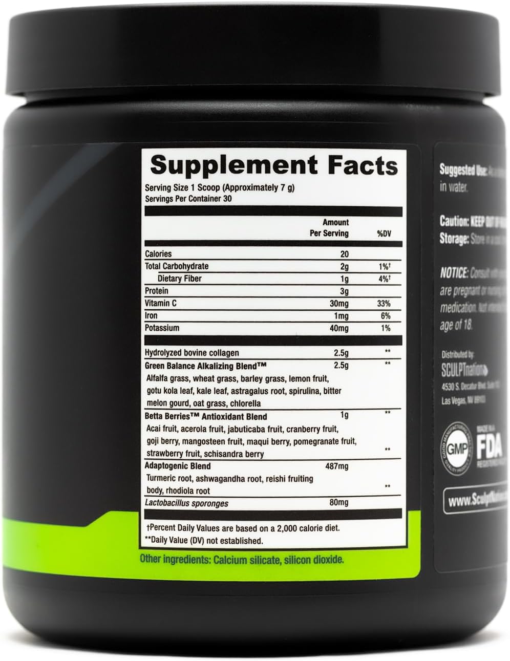 30-Day Supply of Sculpt Nation by V Shred Greens - Premium Superfood Blend with Collagen for Skin, Digestion, and Energy Boost