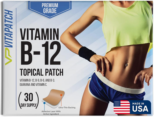 30 Day Supply VitaPatch Premium Grade B12 Patches with Guarana for Energy - Made in USA - BoostGo Australia