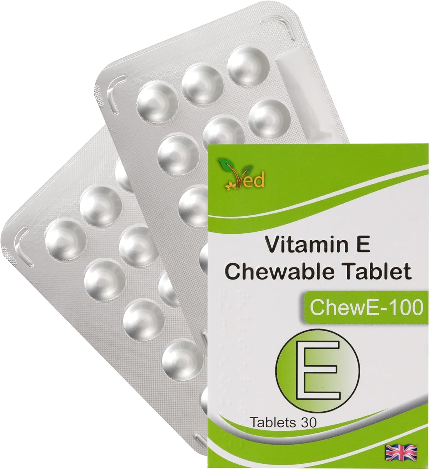 30-Pack VED Vitamin E 100mg Chewable Tablets for Daily Antioxidant Support