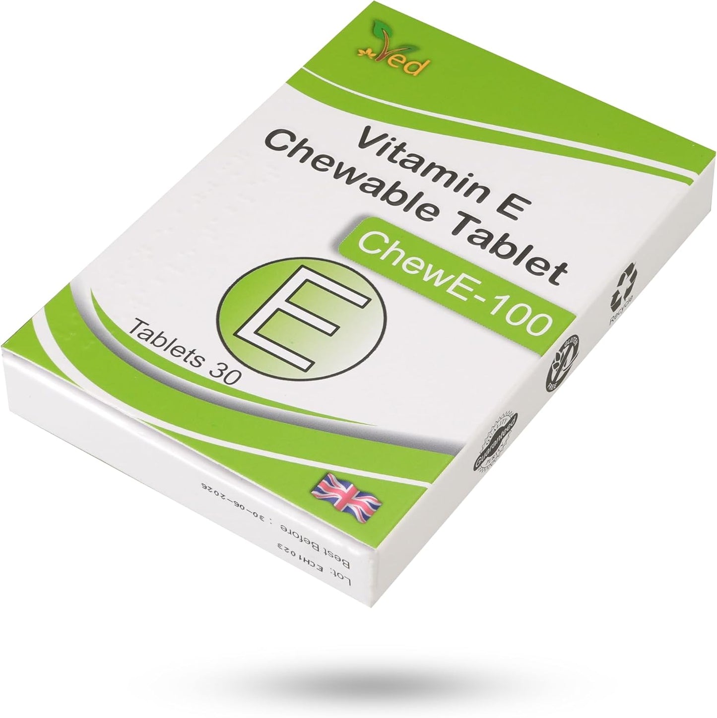 30-Pack VED Vitamin E 100mg Chewable Tablets for Daily Antioxidant Support