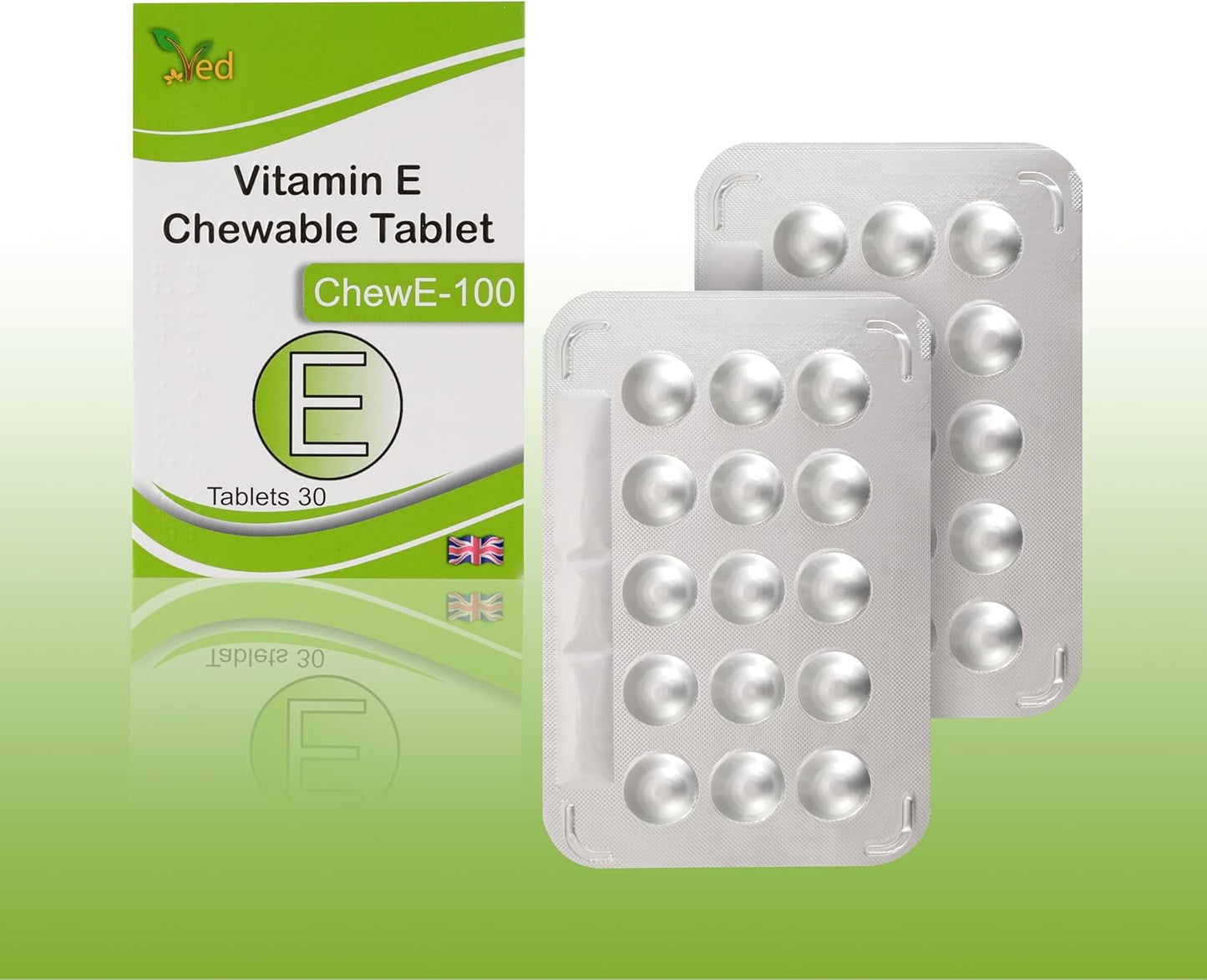 30-Pack VED Vitamin E 100mg Chewable Tablets for Daily Antioxidant Support