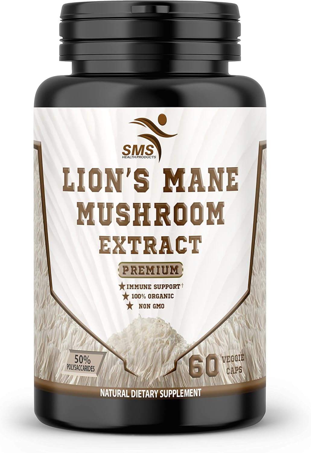 30% Polysaccharides Lion's Mane Extract Capsules - Brain Supplement for Memory & Cognitive Support - 60 Veggie Capsules