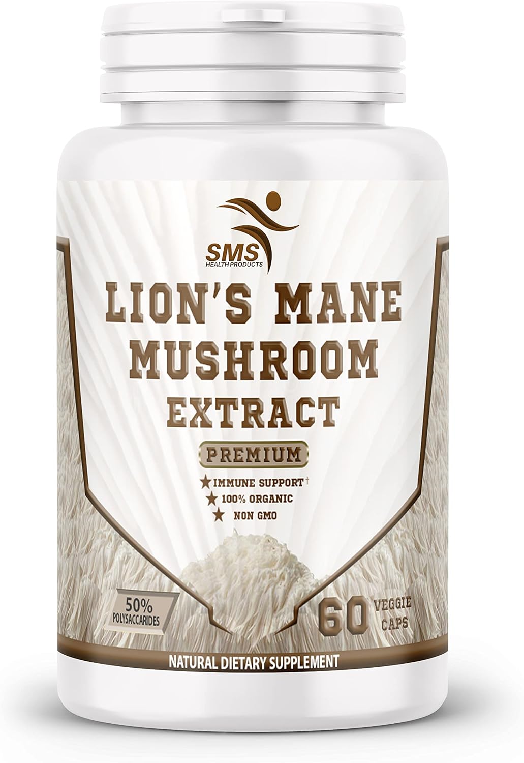 30% Polysaccharides Lion's Mane Extract Capsules - Brain Supplement for Memory & Cognitive Support - 60 Veggie Capsules