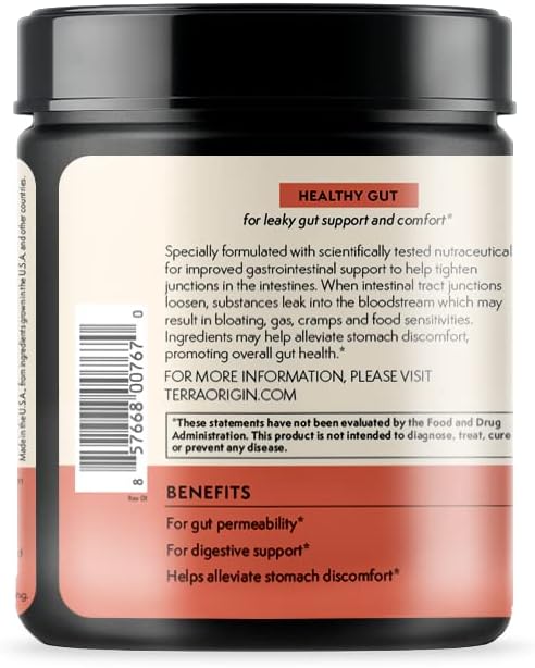 30-Serving TERRA ORIGIN Watermelon Gut Health Supplement with L-Glutamine, Zinc, Glucosamine, Slippery Elm Bark, Marshmallow Root and More!