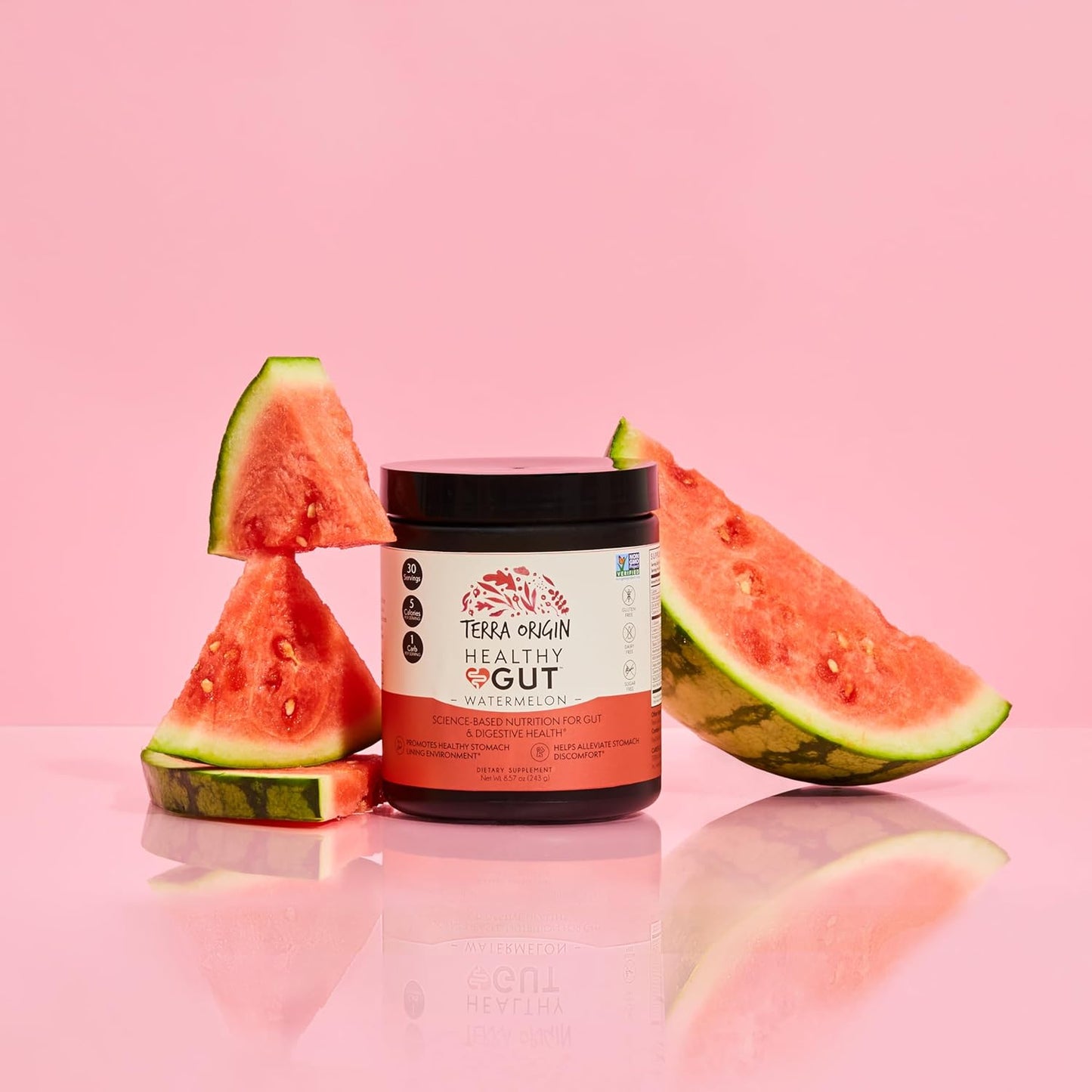 30-Serving TERRA ORIGIN Watermelon Gut Health Supplement with L-Glutamine, Zinc, Glucosamine, Slippery Elm Bark, Marshmallow Root and More!