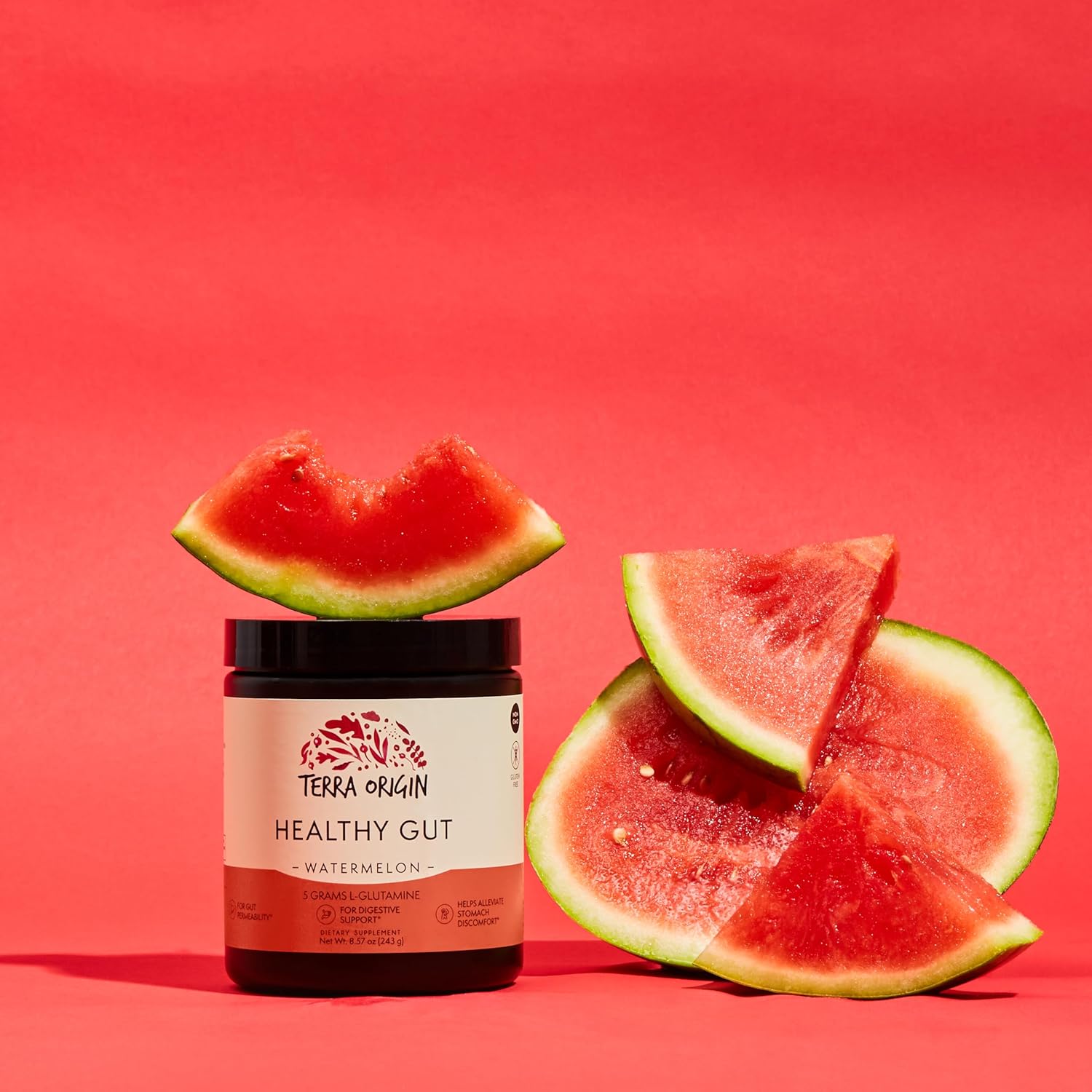 30-Serving TERRA ORIGIN Watermelon Gut Health Supplement with L-Glutamine, Zinc, Glucosamine, Slippery Elm Bark, Marshmallow Root and More!