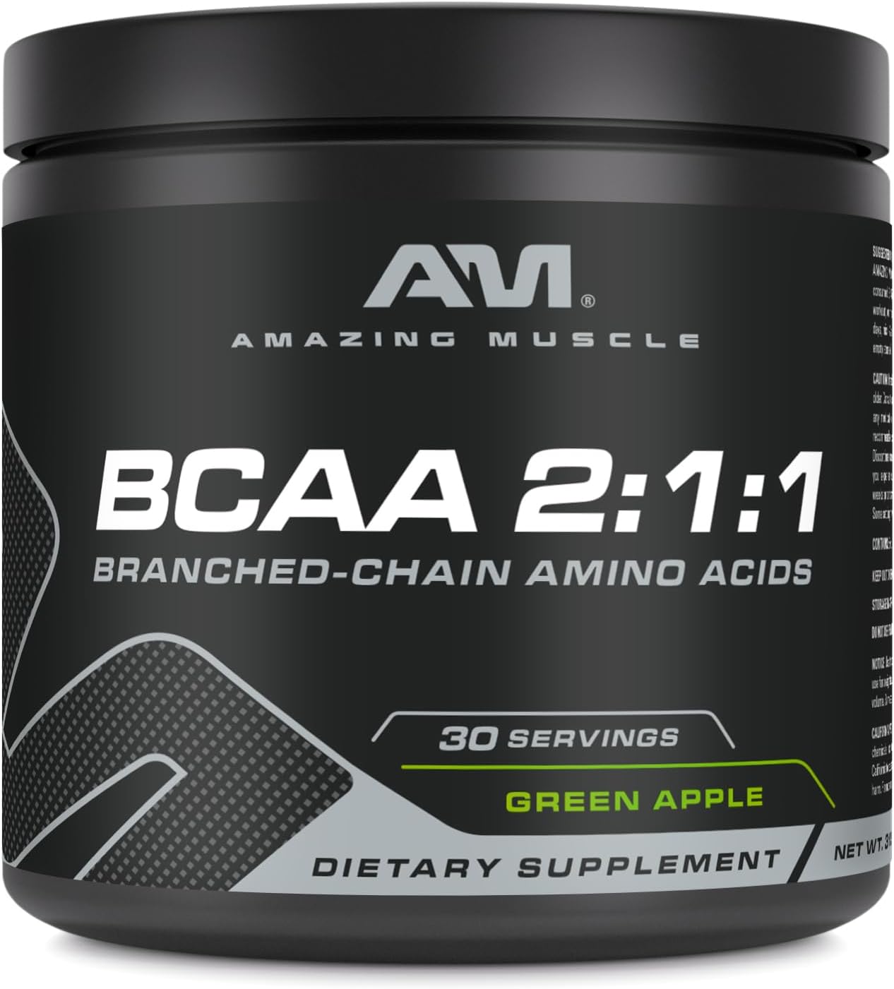 30 Servings of Amazing Muscle BCAA 2:1:1 Natural Flavor Powder, 315g | Branched Chain Amino Acids USA-Made Supplement