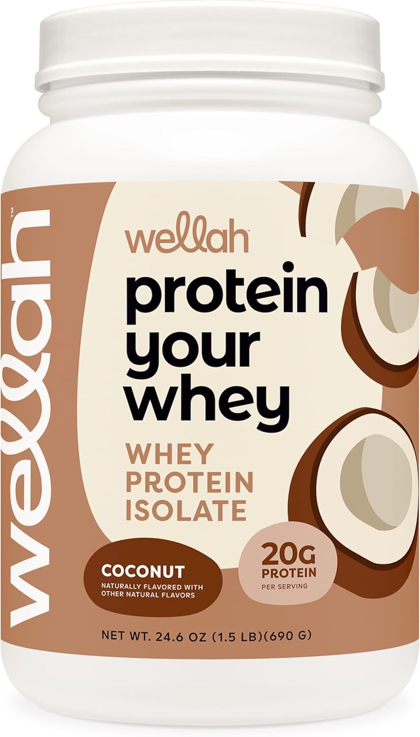 30 Servings of Coconut Flavored Wellah Protein Whey Isolate - High-Quality Protein Powder