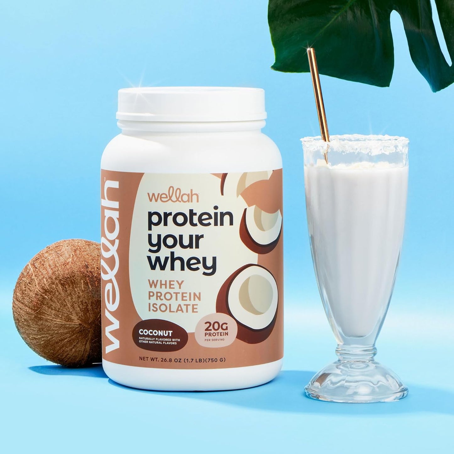 30 Servings of Coconut Flavored Wellah Protein Whey Isolate - High-Quality Protein Powder