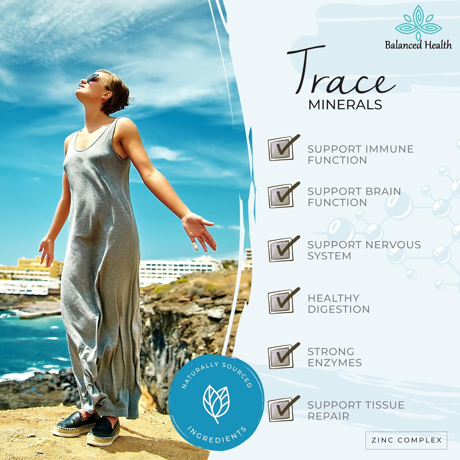 30 Servings of Peppermint Flavored Vegan Liquid Ionic Zinc Sulfate Drops with Trace Minerals for Immune Support