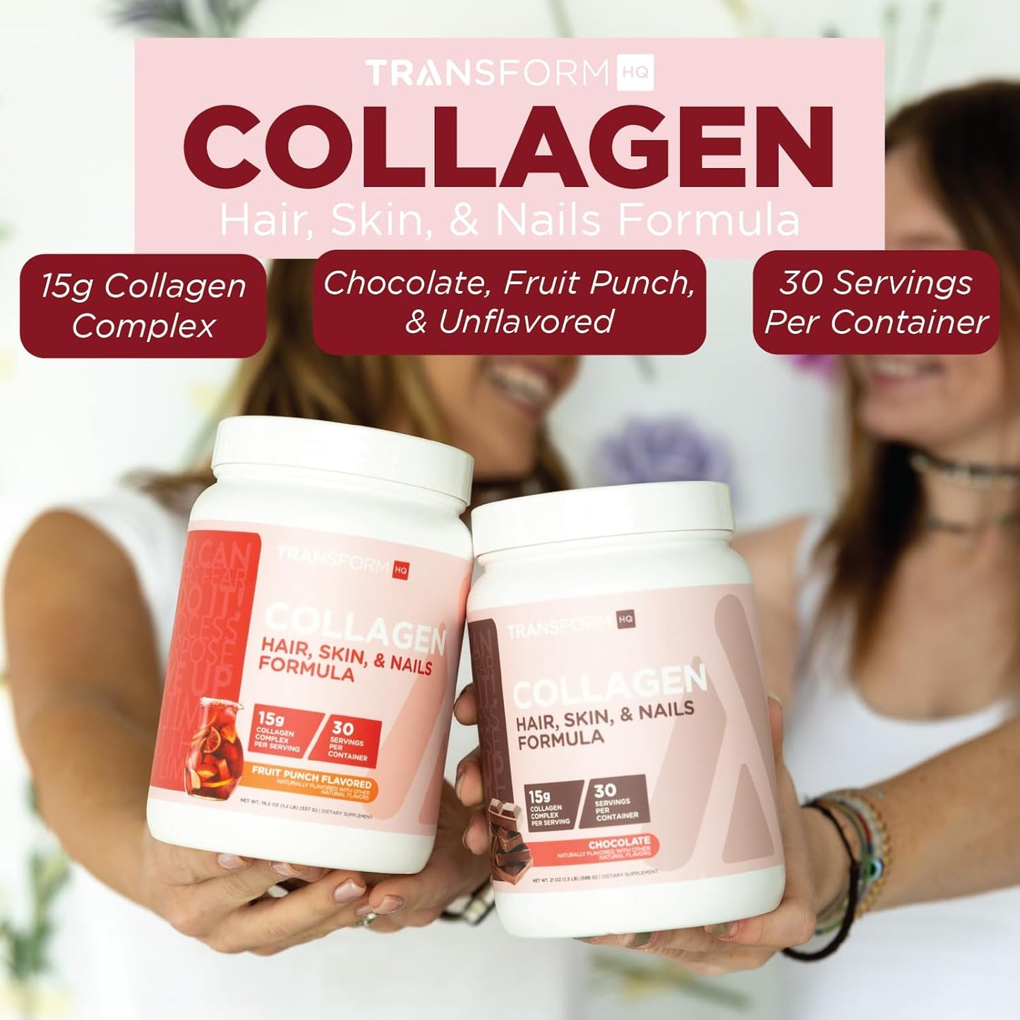 30 Servings TransformHQ Beauty Collagen Fruit Punch Blend for Hair, Skin, and Nails