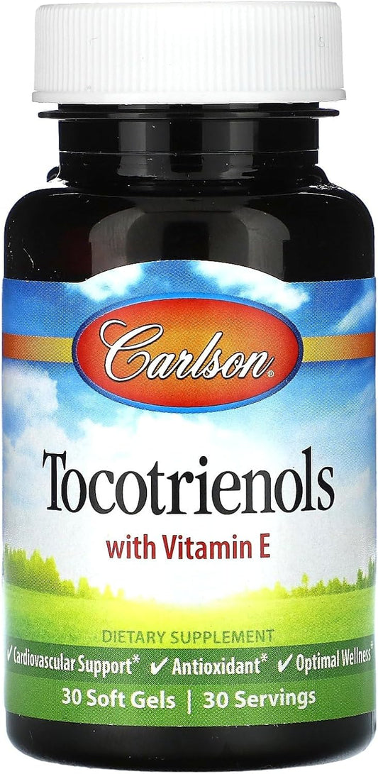 30 Softgels of Carlson Labs Tocotrienols with Natural Vitamin E - Antioxidant Supplement for Overall Health