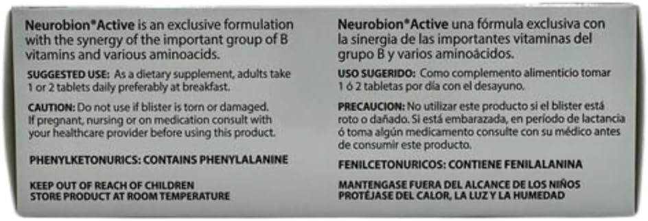 30 Tablets Neurobion Active Multivitamin with L-Glutamic Acid, Dietary Supplement - 1 Count Pack