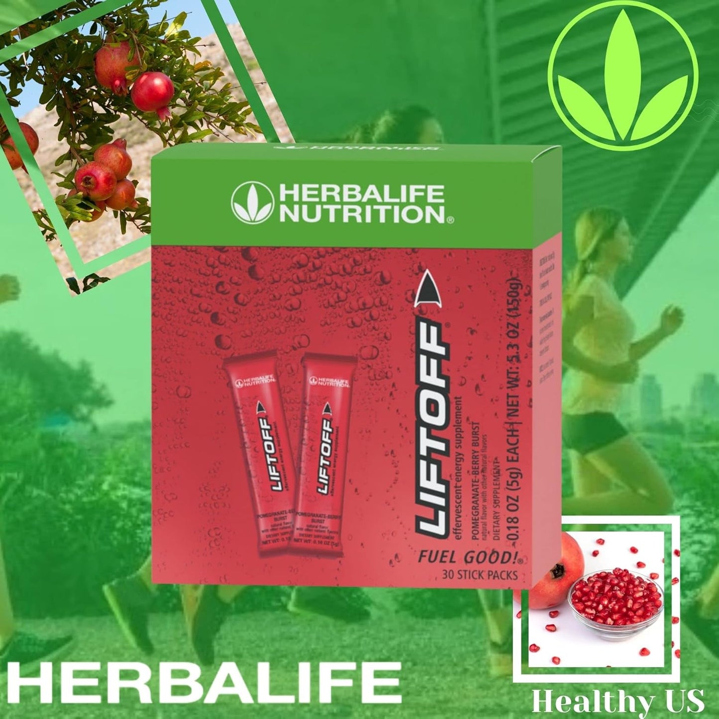 30 Tablets of HERBALIFE Liftoff Pomegranate-Berry Burst - Natural Energy Supplement