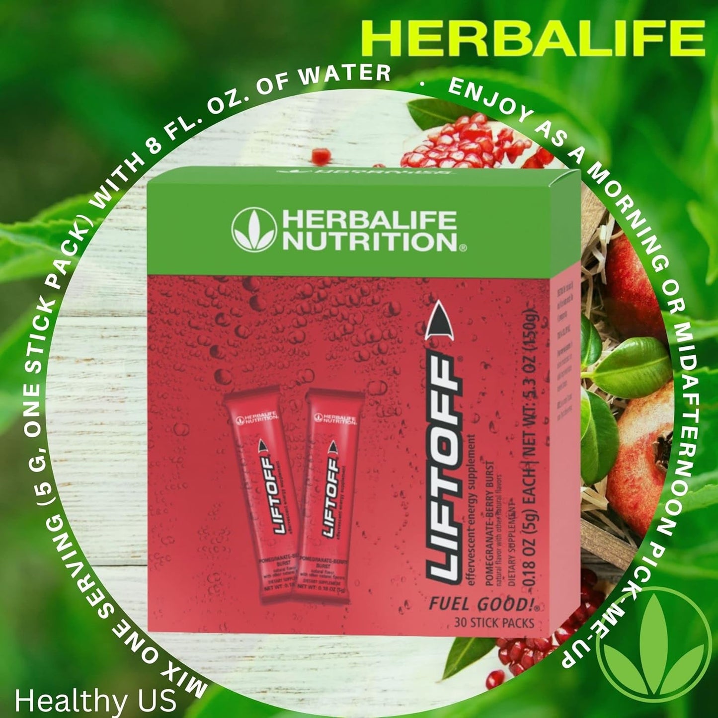 30 Tablets of HERBALIFE Liftoff Pomegranate-Berry Burst - Natural Energy Supplement
