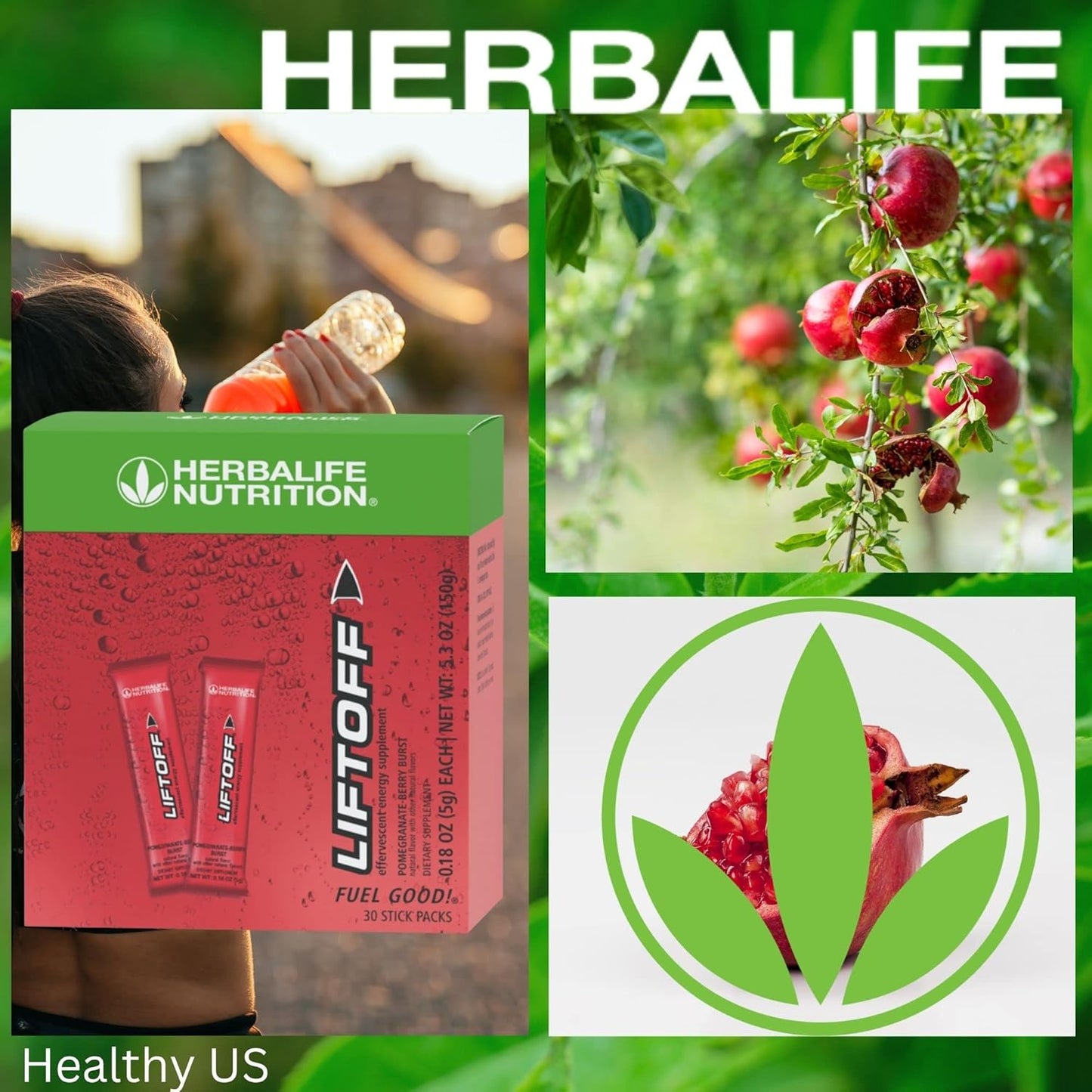 30 Tablets of HERBALIFE Liftoff Pomegranate-Berry Burst - Natural Energy Supplement