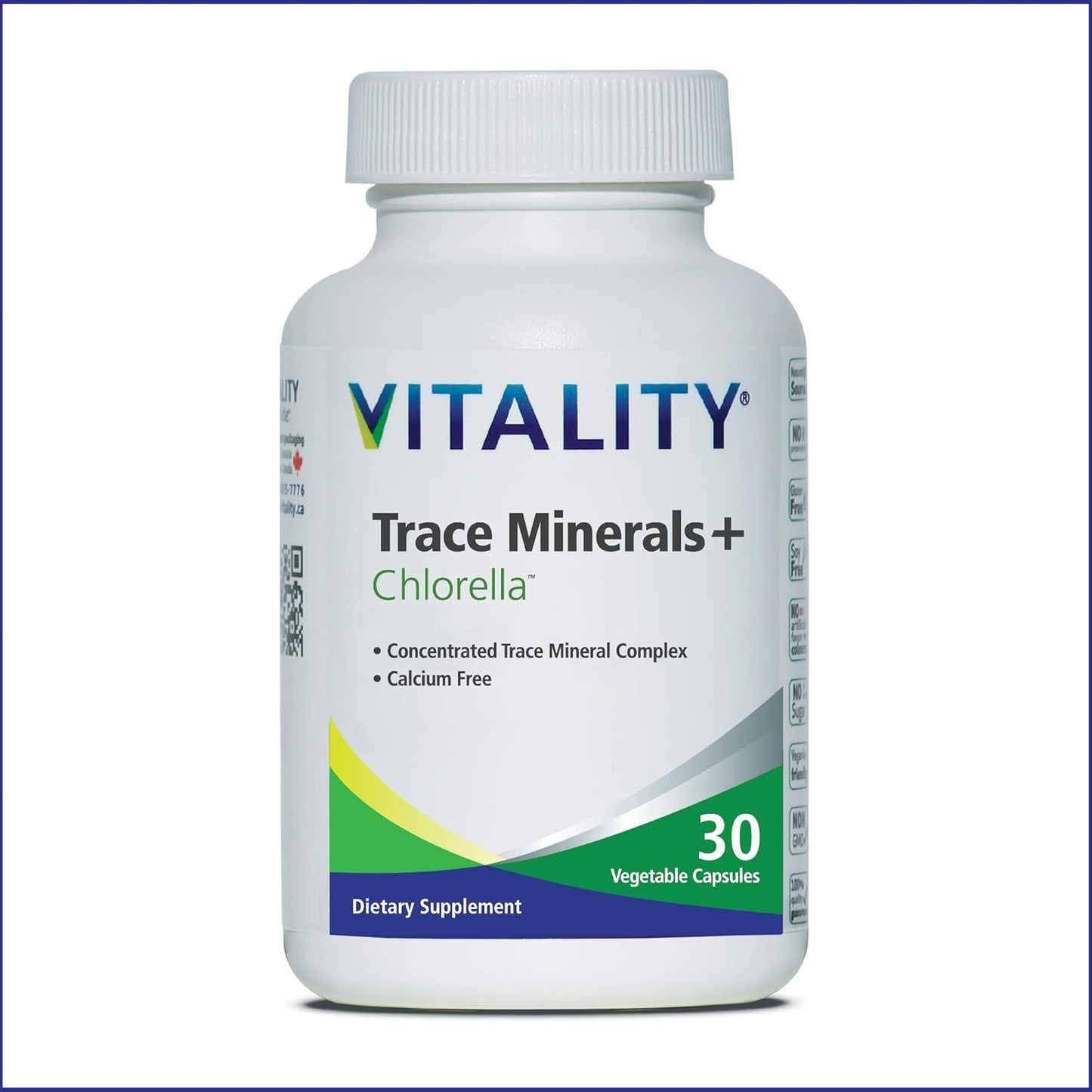30 Vcaps Vitality Trace Minerals & Chlorella Supplement - Boosts Metabolism, Immunity, Healing, and Body Detox