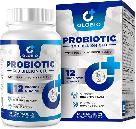 300 Billion CFU Probiotic Supplement for Digestive Health - 12 Strains, Organic Prebiotic, Women & Men - 300 Count
