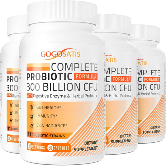300 Billion CFU Probiotic Supplement with 11 Strains & Digestive Enzymes - Women & Men's Gut Health, Immune Support, Gas & Bloating Relief - 240 Capsules