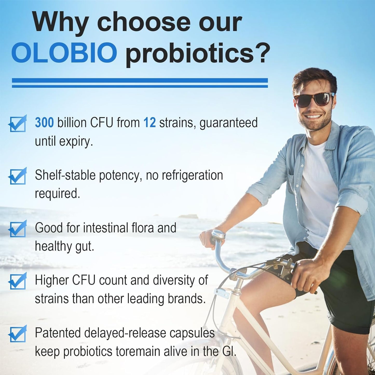 300 Billion CFU Probiotic with 12 Strains & Organic Prebiotics - Daily Digestive & Immune Health Supplement for Women & Men - Vegan, Shelf Stable - 60 Count