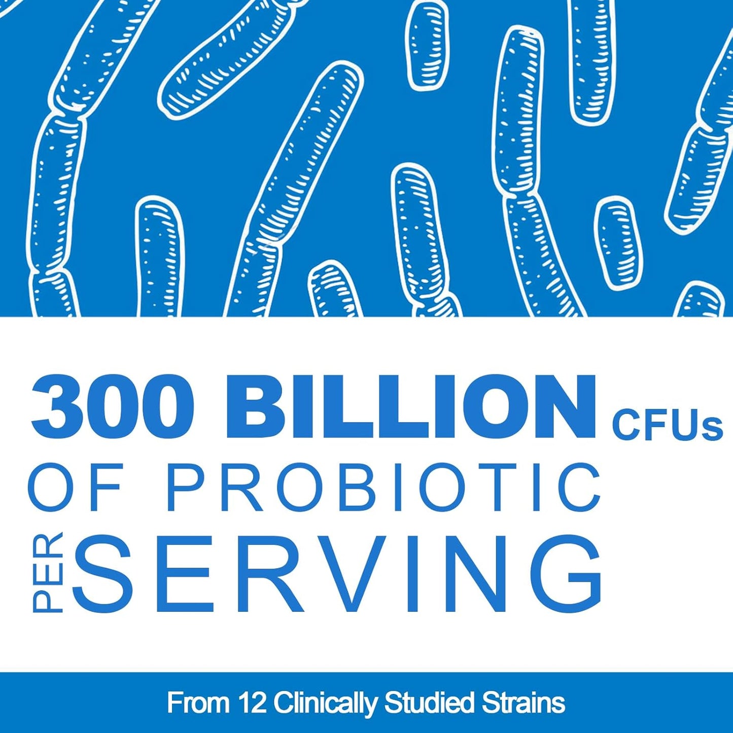 300 Billion CFU Probiotic with 12 Strains & Organic Prebiotics - Daily Digestive & Immune Health Supplement for Women & Men - Vegan, Shelf Stable - 60 Count