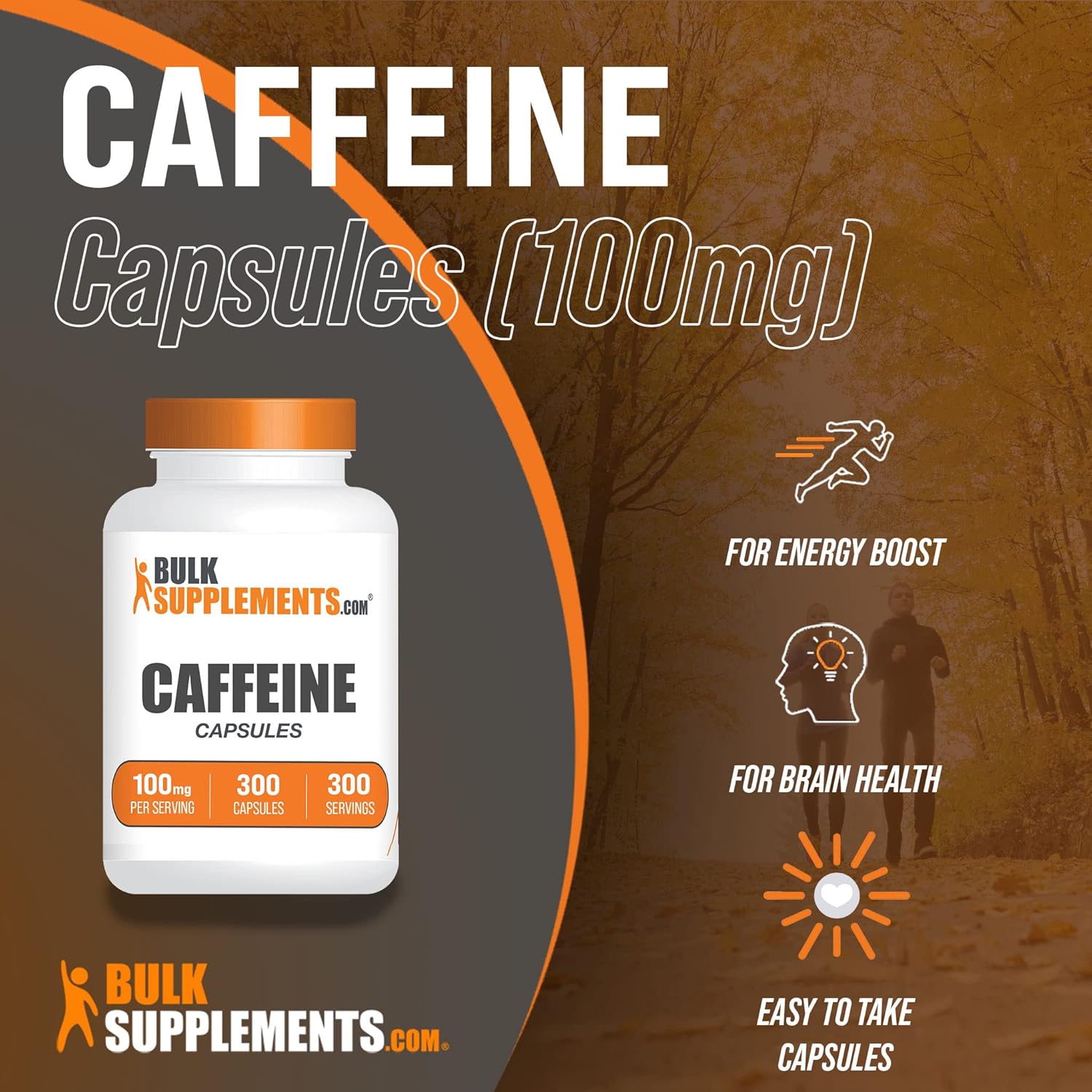 300 Caffeine Capsules 100mg - Boost Energy with Caffeine Supplements - Single Serving Pills for Energy Support - Bulk Pack