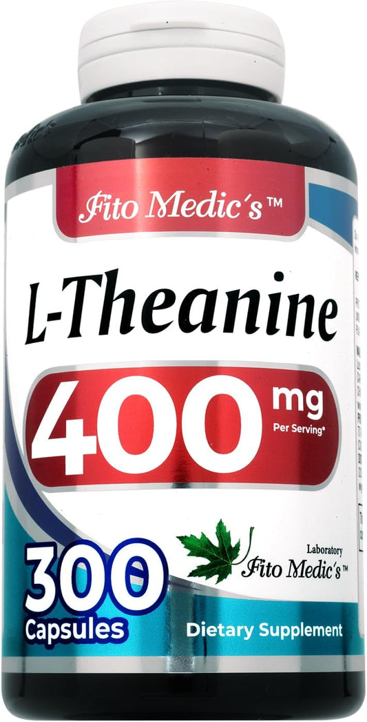 300 Capsules of FITO MEDIC'S Lab L-Theanine Extract - 400mg Concentrate Supplement for Ultra High Absorption