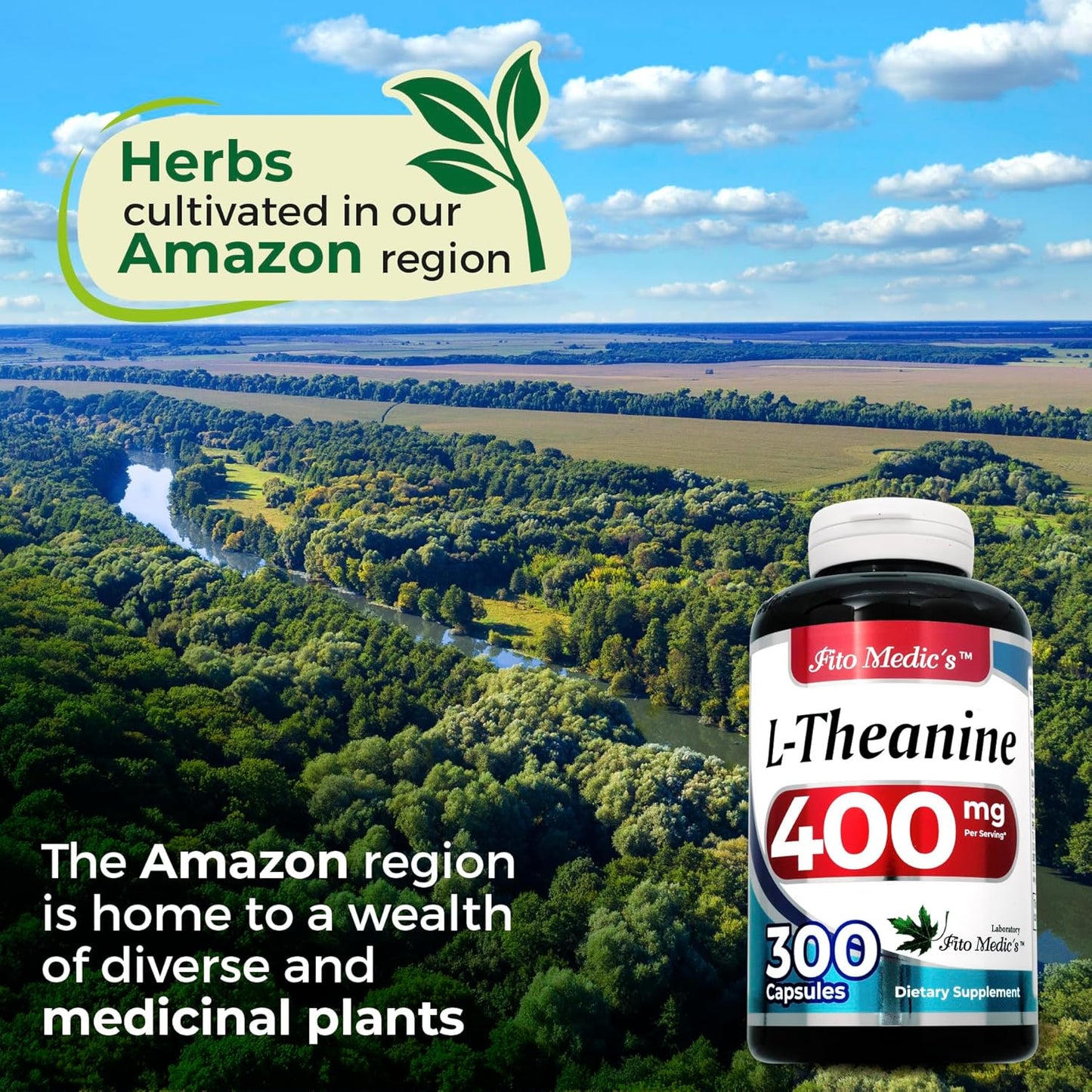 300 Capsules of FITO MEDIC'S Lab L-Theanine Extract - 400mg Concentrate Supplement for Ultra High Absorption