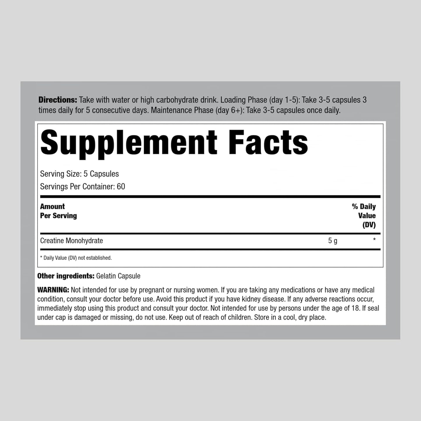 300 Count Fitness Labs German Creatine Capsules 1000mg Monohydrate Supplement | Non-GMO, Gluten Free
