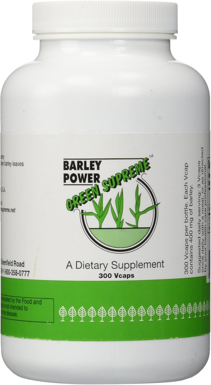 300 Count Green Supreme Barley Power Vegetable Caplets - Organic Superfood Supplement