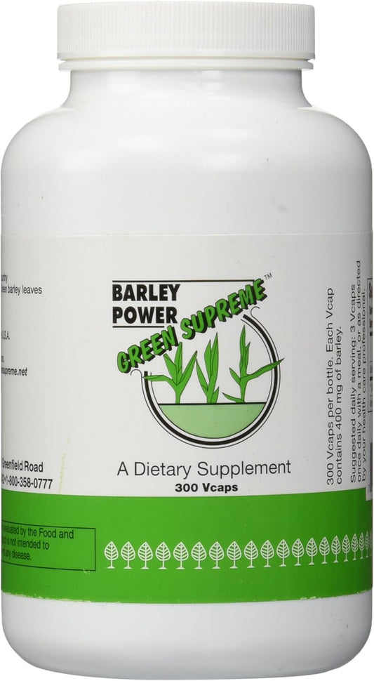 300 Count Green Supreme Barley Power Vegetable Caplets - Organic Superfood Supplement