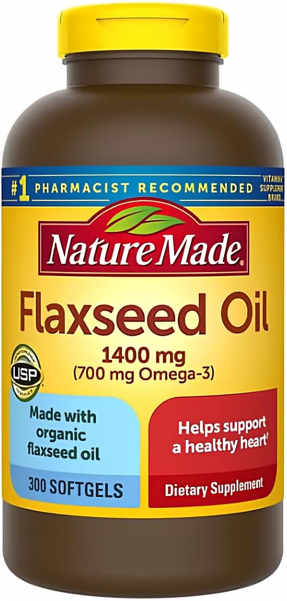 300 Count MUNCHIE MIX Flaxseed Oil Softgels - 1400mg for Heart Health