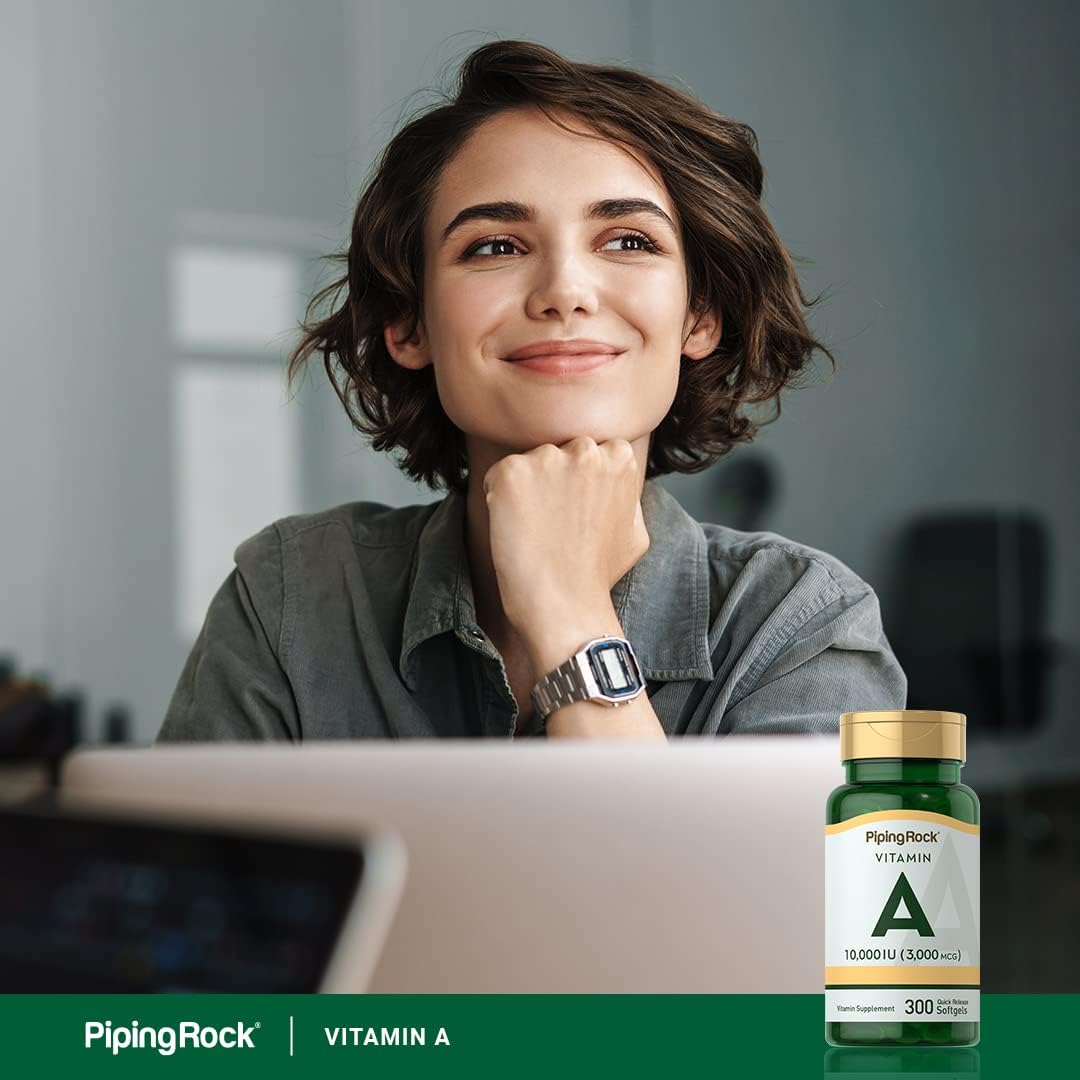 300 Count Piping Rock Vitamin A 10000 IU Softgels - Non-GMO & Gluten Free Supplement
