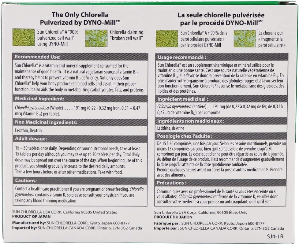 300 Count Sun Chlorella Eleuthero Nutritional Tablets, 200 mg - Natural Energy Boost & Immune Support