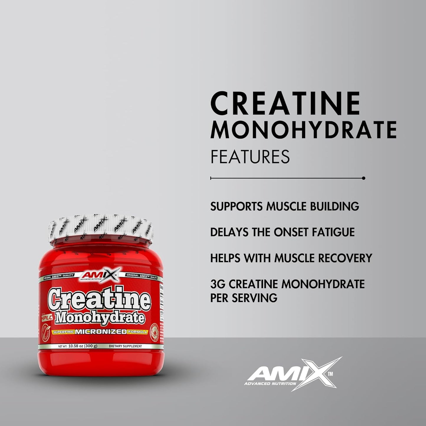 300 Grams of Amix Creatine Monohydrate Powder - Pure Muscle Building Supplement