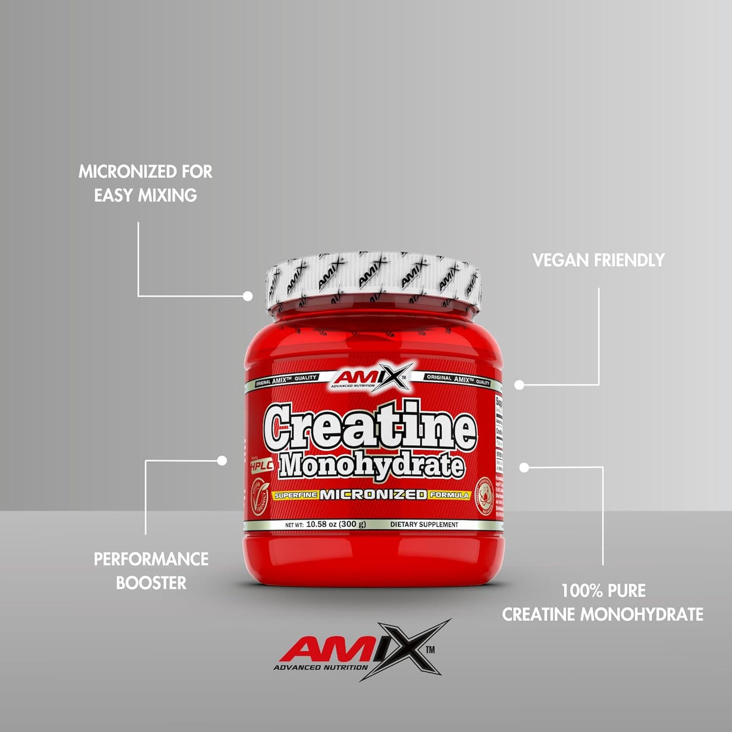 300 Grams of Amix Creatine Monohydrate Powder - Pure Muscle Building Supplement