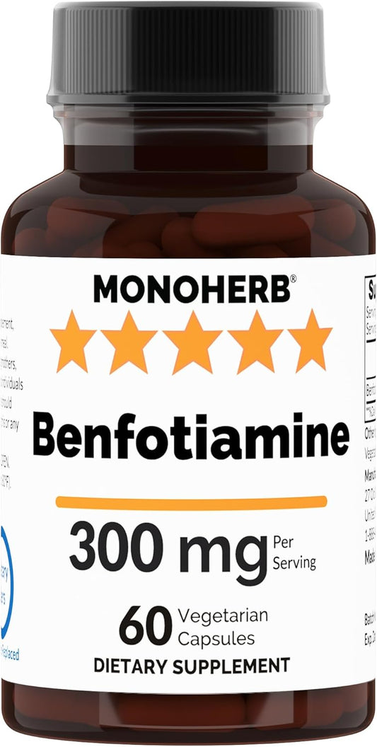 300 mg Benfotiamine Supplement - 60 Vegetarian Capsules by MONOHERB