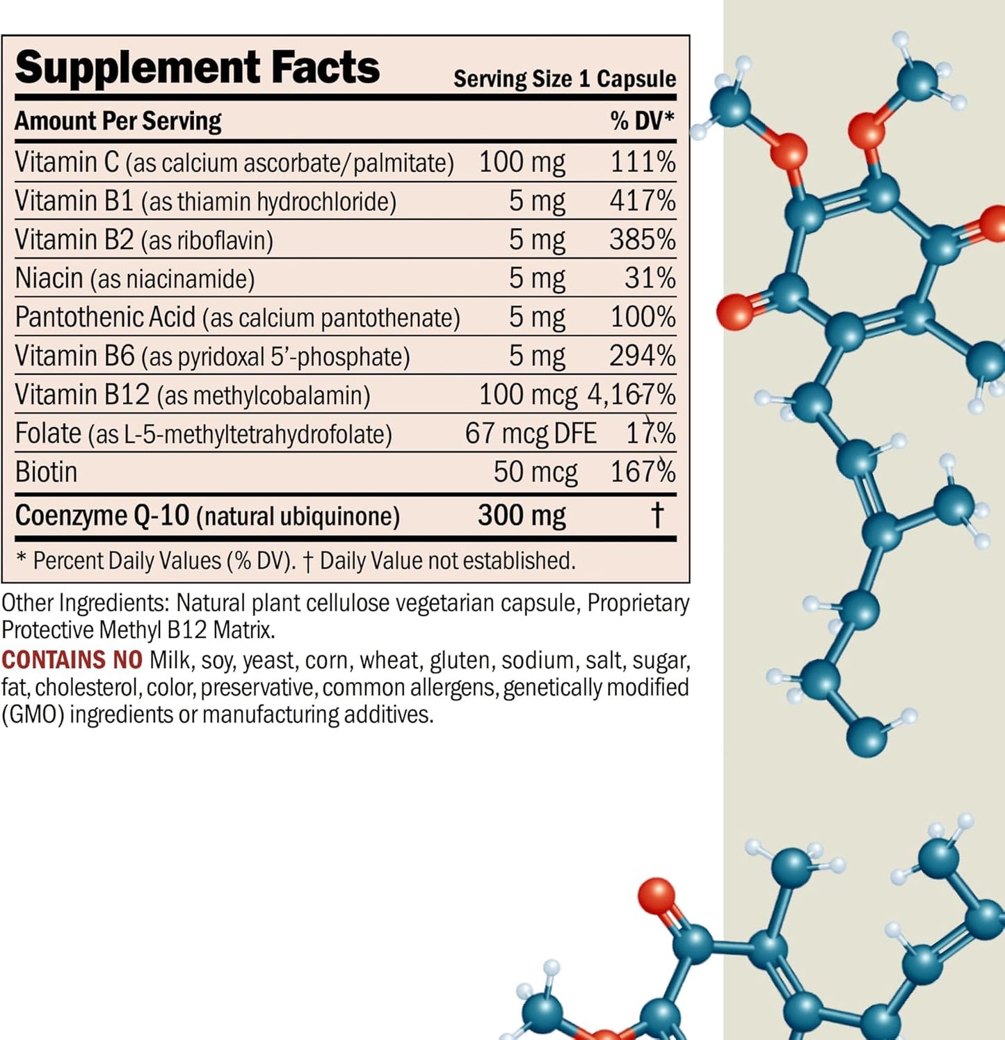300 mg Coenzyme Q-10 Capsules for Energy Production, Organ Function, and Anti-Oxidant Support, with B-Complex - Easy to Swallow