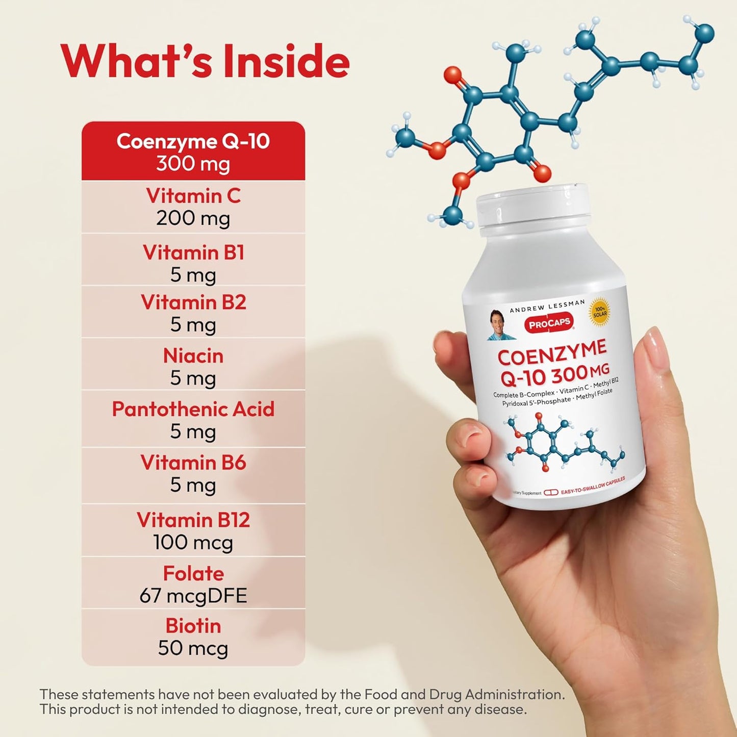 300 mg Coenzyme Q-10 Capsules for Energy Production, Organ Function, and Anti-Oxidant Support, with B-Complex - Easy to Swallow