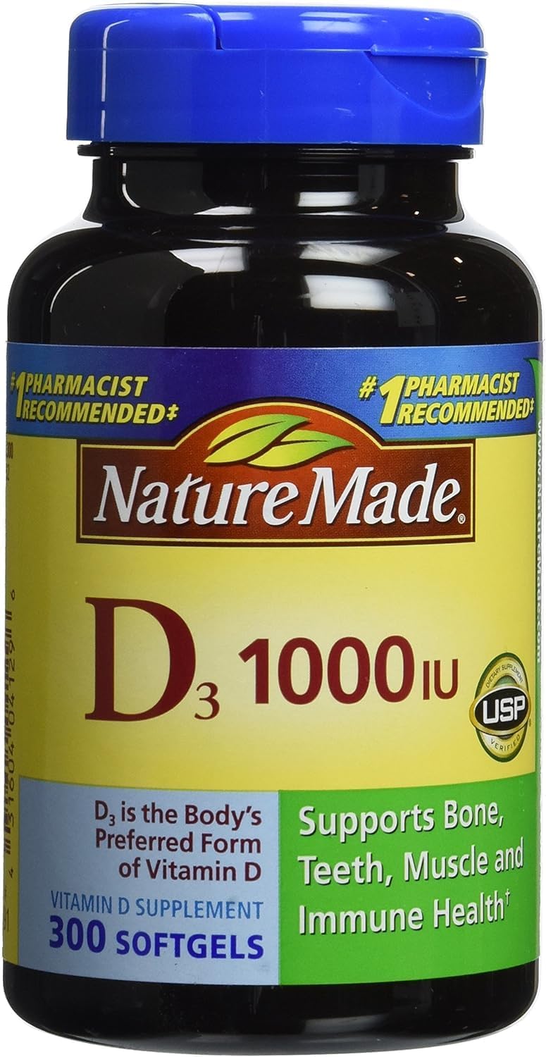 300 Tablets of Nature Made Vitamin D3 1000 IU for Immune Support