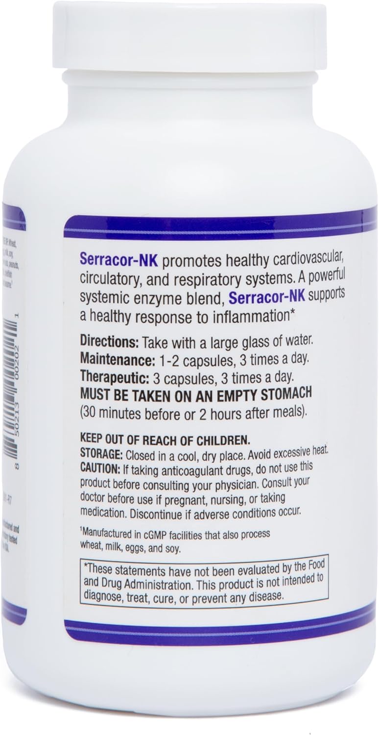 300 Vegetarian Capsules of AST Enzymes Serracor-NK for Circulatory and Respiratory Support - Natural Enzymes Formula with Serrapeptase & Nattokinase