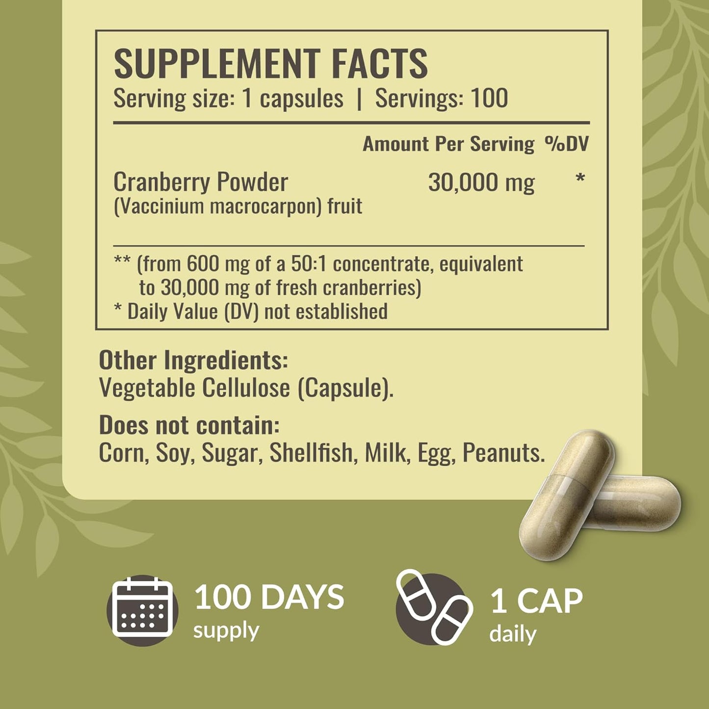 30,000mg Cranberry Powder Capsules for Urinary Tract & Bladder Support - Vegan & Non-GMO - 100 Capsules - BoostGo Australia